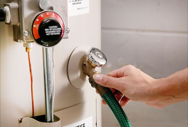 Water heater being flushed